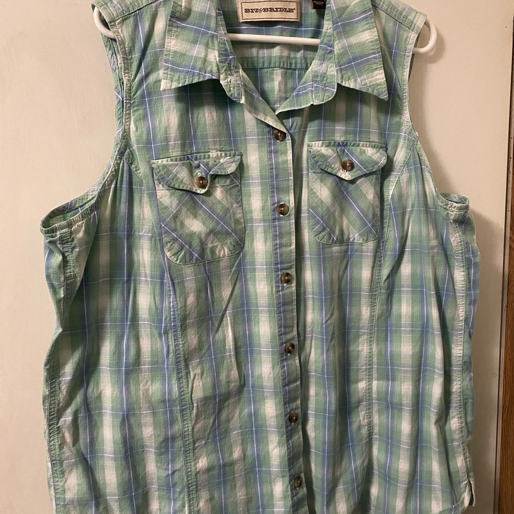 BIT & BRIDLE Women’s Plus Size Button Down Sleeveless Top Size 3X